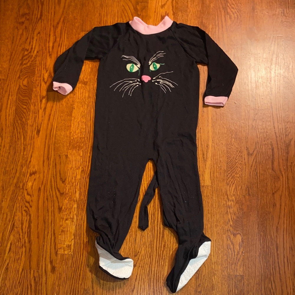 Vintage 90s Black Cat Halloween Sleeper with Tail and Ears